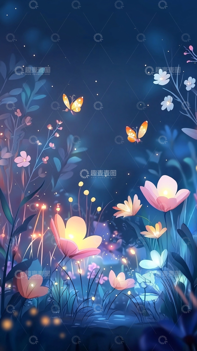 高清大图下载【趣麦麦图】梦幻萤火花海