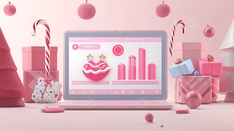 高清大图下载【趣麦麦图】粉色圣诞节电商数据