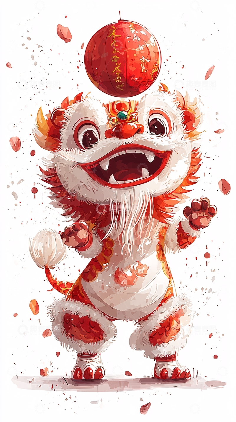 高清大图下载【趣麦麦图】新年舞狮卡通形象