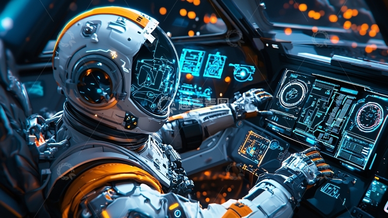 高清大图下载【趣麦麦图】太空宇航员驾驶飞船
