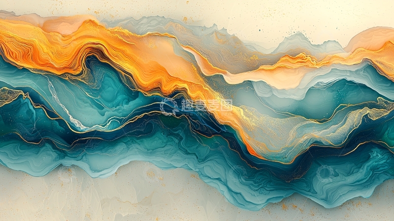 高清大图下载【趣麦麦图】抽象水彩山峦