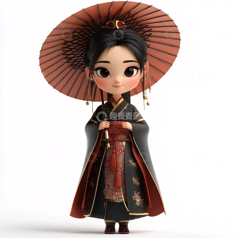 高清大图下载【趣麦麦图】古风3D卡通女孩