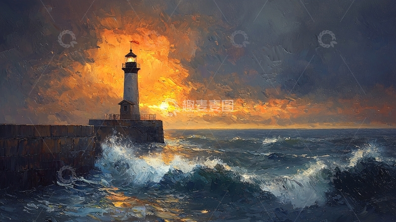 高清大图下载【趣麦麦图】暴风雨中的灯塔