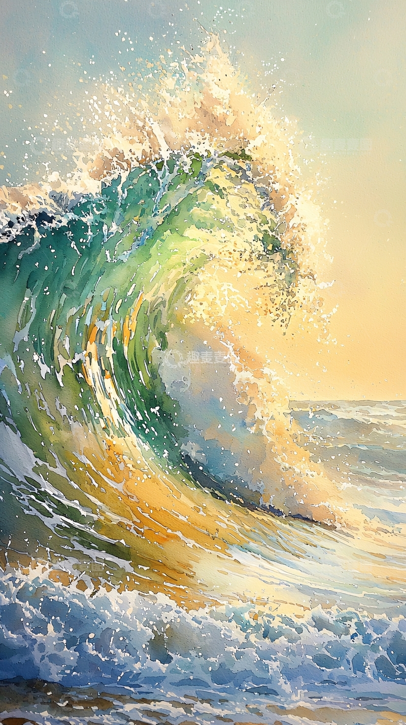 高清大图下载【趣麦麦图】海浪的艺术绘画风格