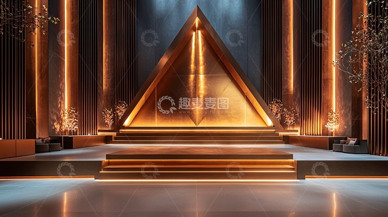 高清大图下载【趣麦麦图】金色三角形舞台