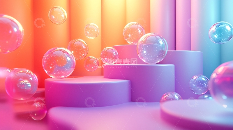 高清大图下载【趣麦麦图】彩色泡泡背景