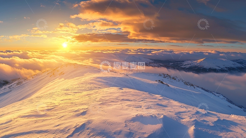 高清大图下载【趣麦麦图】雪山日出42