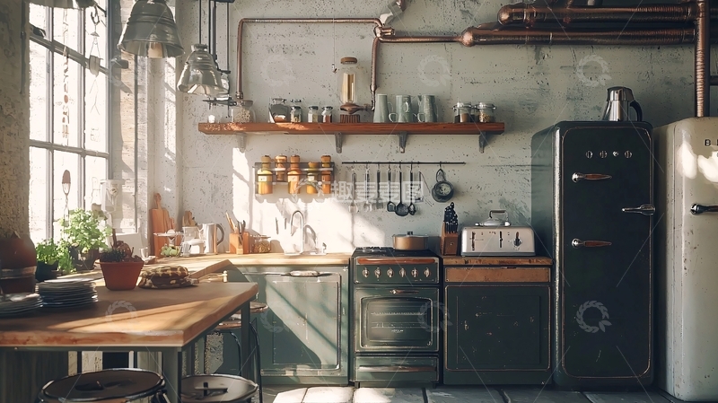 高清大图下载【趣麦麦图】工业风厨房