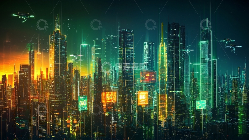 高清大图下载【趣麦麦图】未来都市夜景74