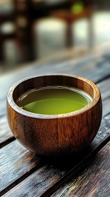 木碗里一杯抹茶