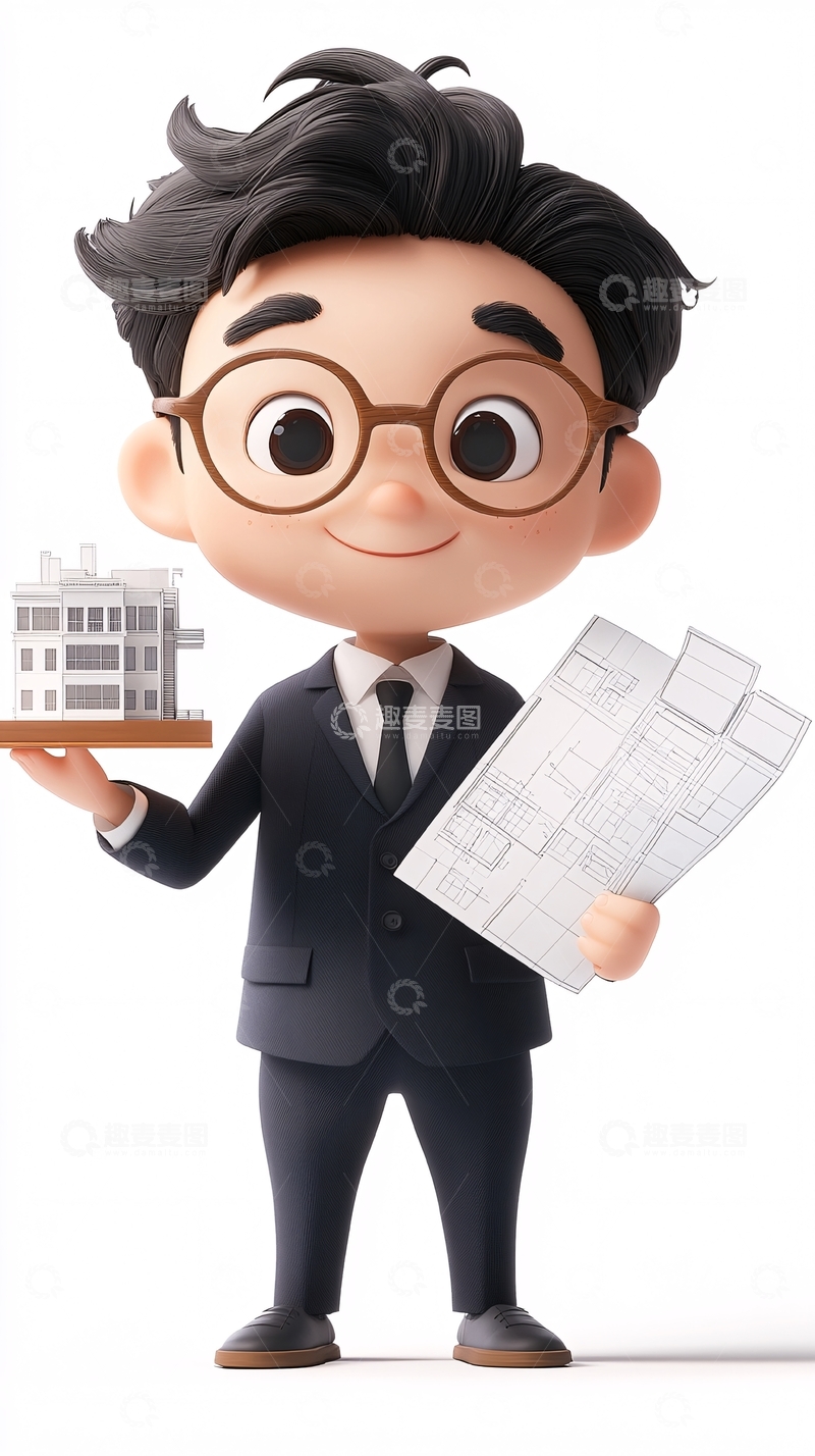 高清大图下载【趣麦麦图】可爱卡通建筑师