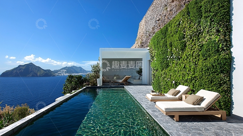 高清大图下载【趣麦麦图】悬崖边的泳池别墅