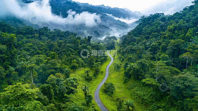 高清大图下载【趣麦麦图】绿色山谷中的蜿蜒道路