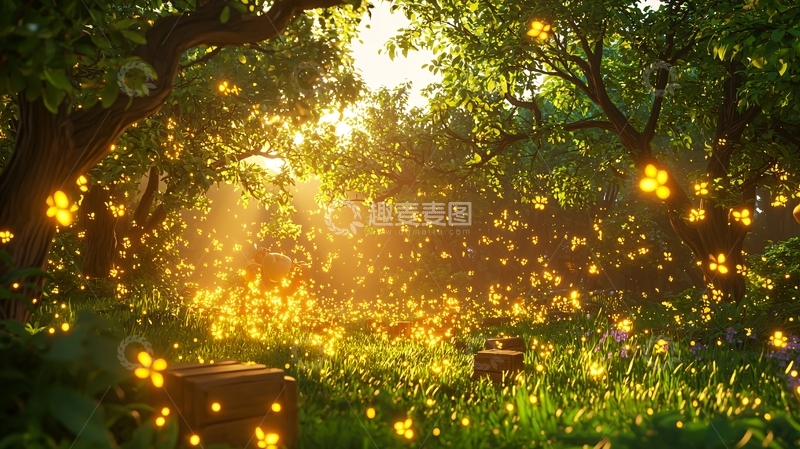 高清大图下载【趣麦麦图】梦幻萤火森林