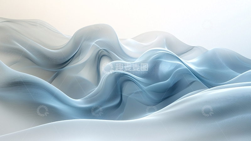 高清大图下载【趣麦麦图】抽象蓝色丝绸波浪