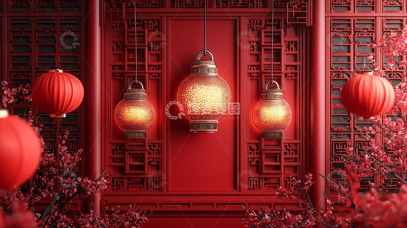 高清大图下载【趣麦麦图】中式红灯笼