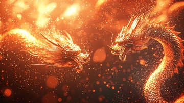 火光中的金色双龙