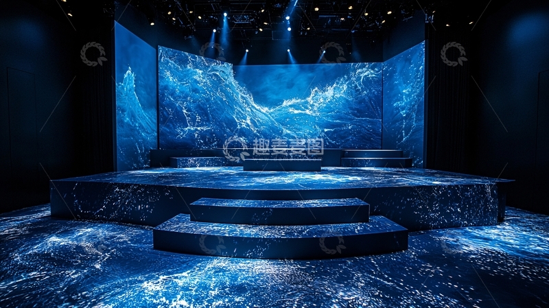 高清大图下载【趣麦麦图】蓝色冰川舞台背景