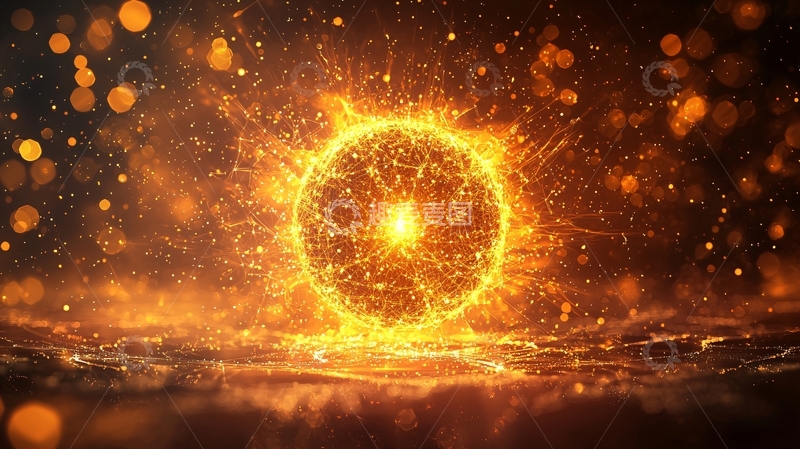 高清大图下载【趣麦麦图】金色光芒四射的球体