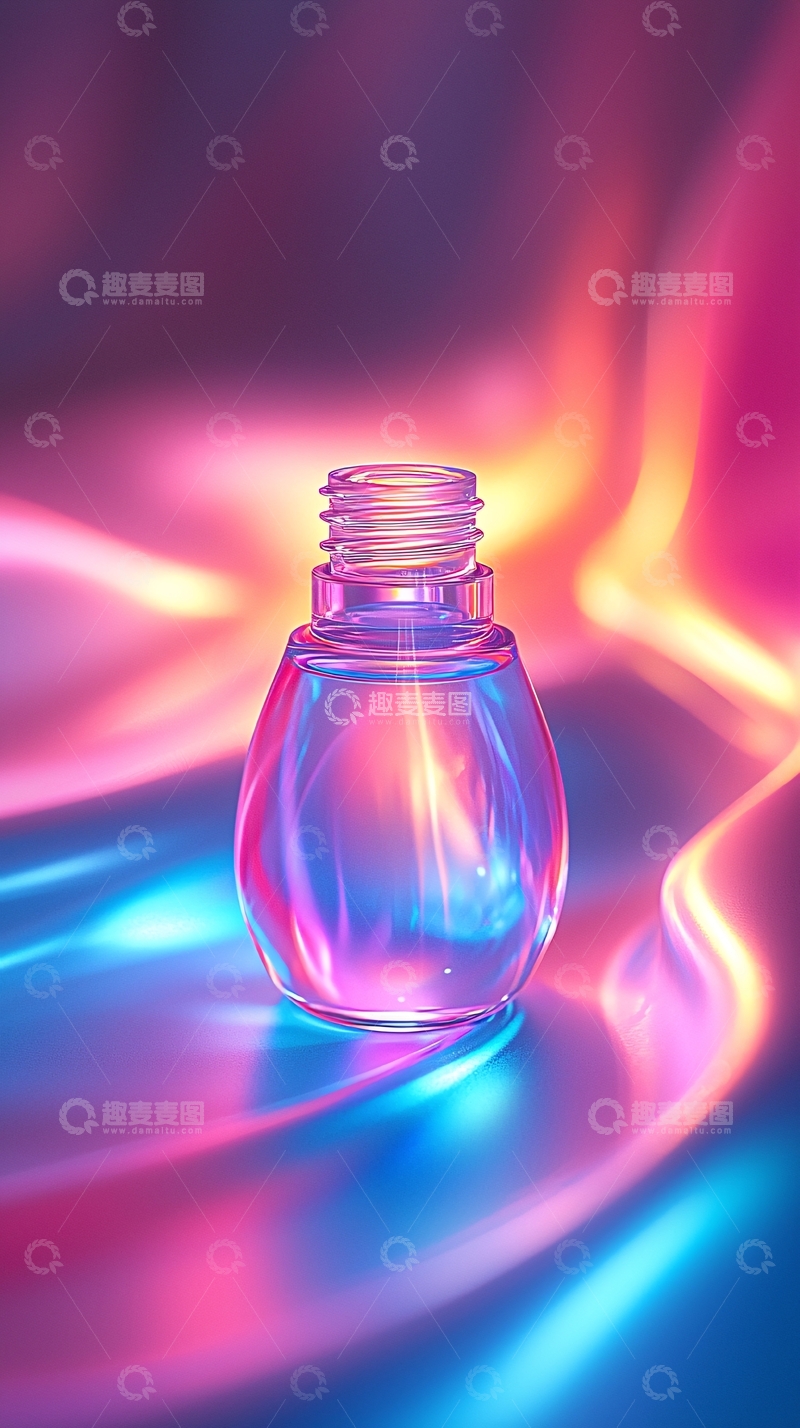 高清大图下载【趣麦麦图】霓虹灯下的透明瓶子
