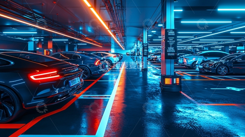 高清大图下载【趣麦麦图】炫酷未来感地下停车场