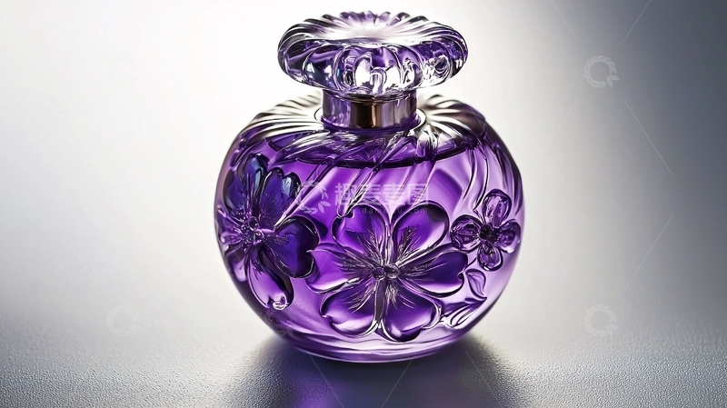 高清大图下载【趣麦麦图】紫色花卉香水瓶