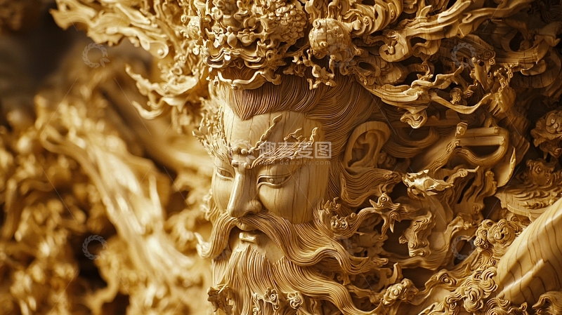高清大图下载【趣麦麦图】精雕细琢的木雕人物