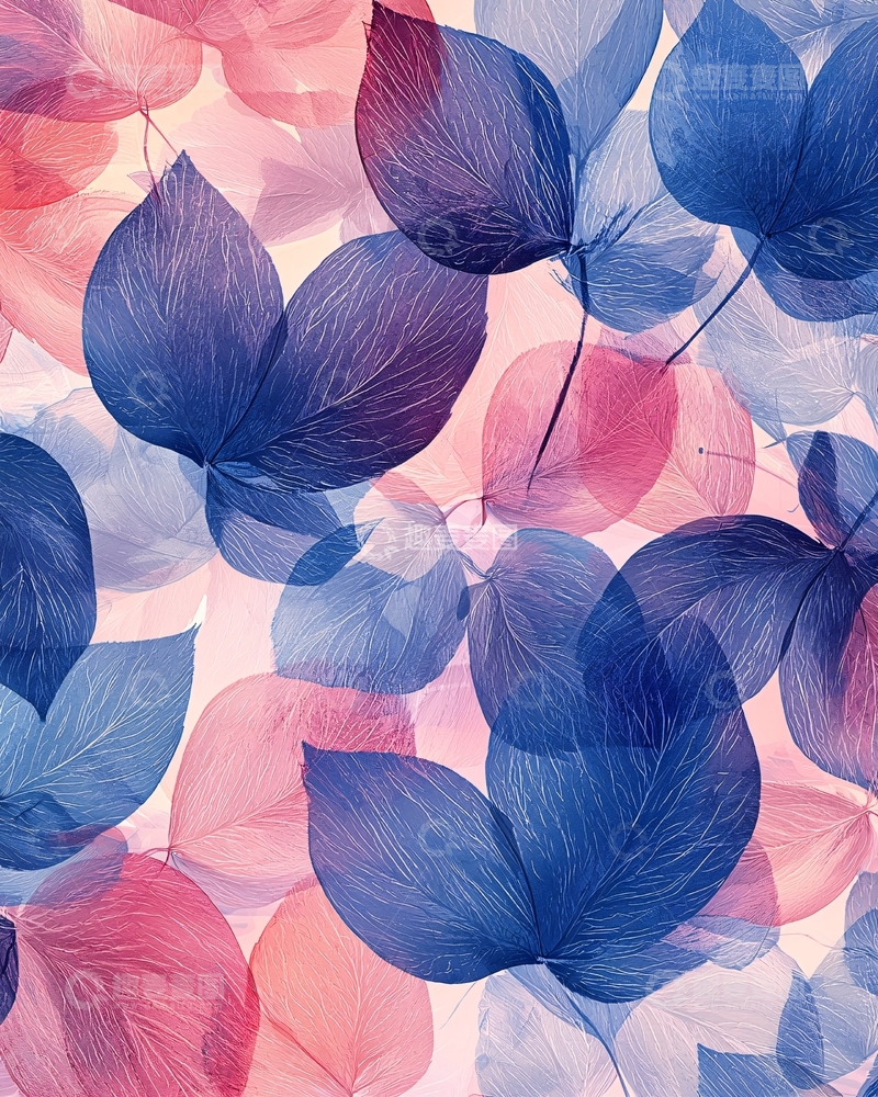 高清大图下载【趣麦麦图】蓝紫粉色透明叶子