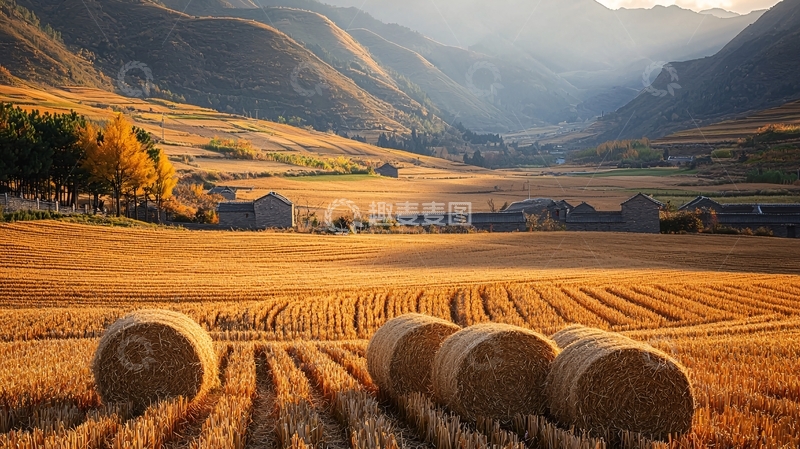 高清大图下载【趣麦麦图】金秋时节的田野风光