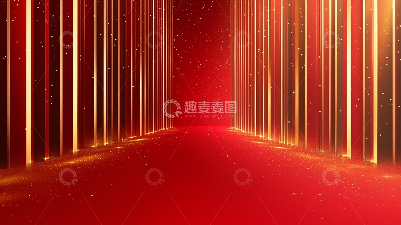 高清大图下载【趣麦麦图】-金色光柱红地毯通道