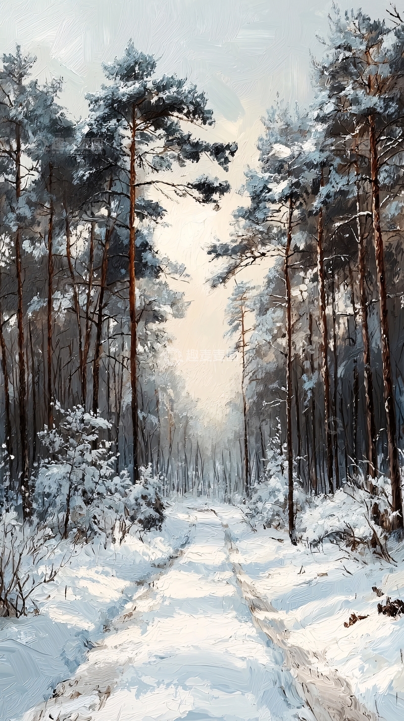 高清大图下载【趣麦麦图】冬日雪景森林小路