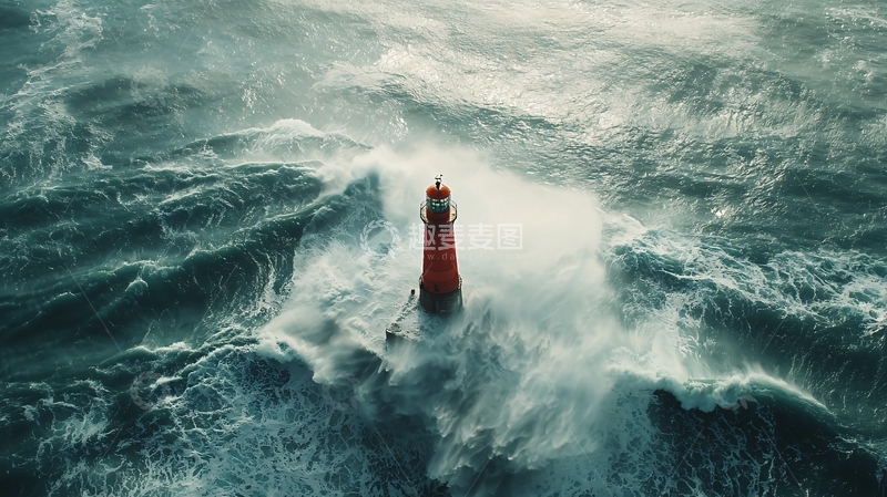 高清大图下载【趣麦麦图】暴风雨中孤独的灯塔