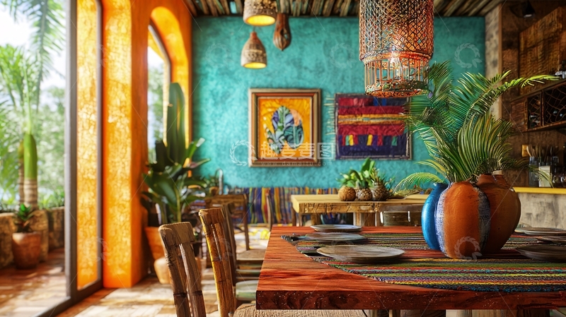 高清大图下载【趣麦麦图】热带风格餐厅室内设计