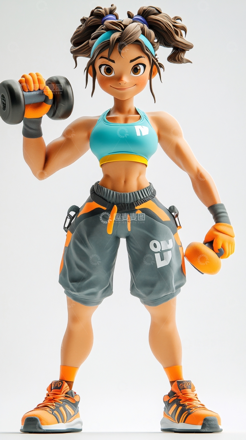 高清大图下载【趣麦麦图】健美卡通女孩
