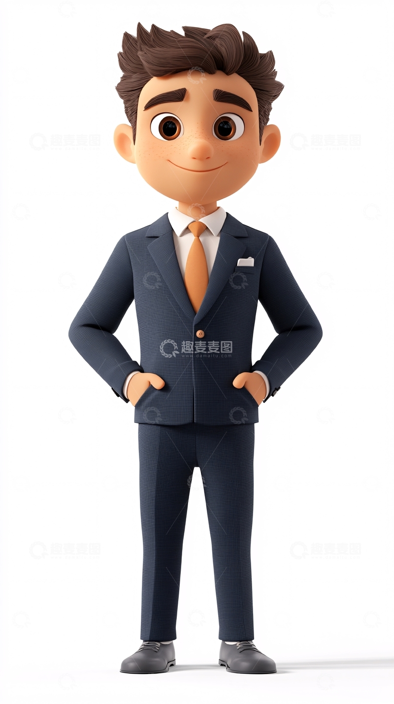 高清大图下载【趣麦麦图】卡通商务男士