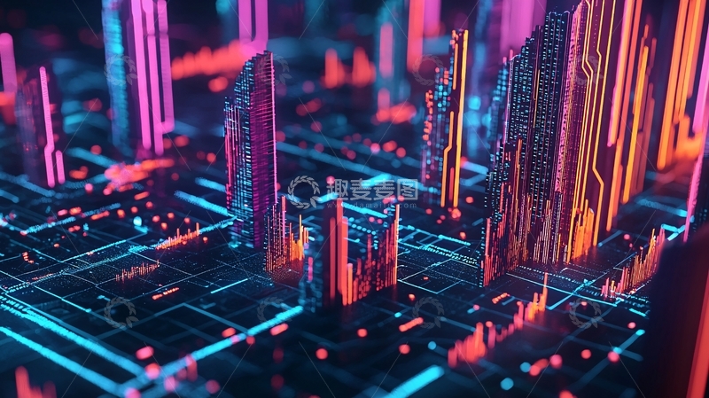 高清大图下载【趣麦麦图】炫彩科技感未来城市