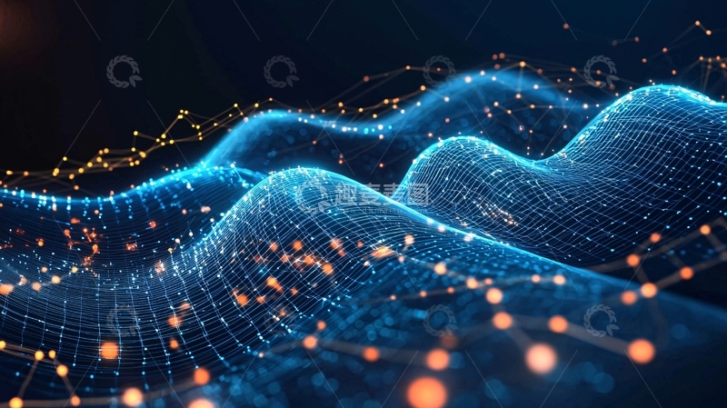 高清大图下载【趣麦麦图】抽象蓝色科技数据波浪