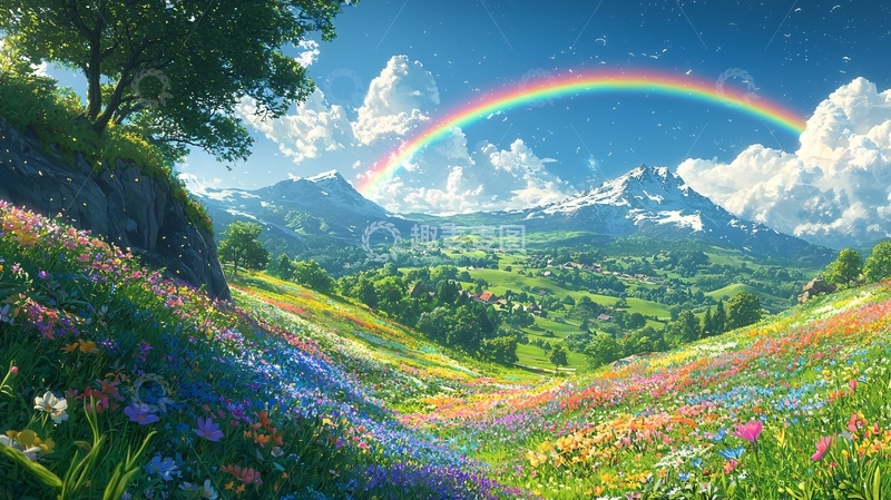 高清大图下载【趣麦麦图】彩虹山谷花海