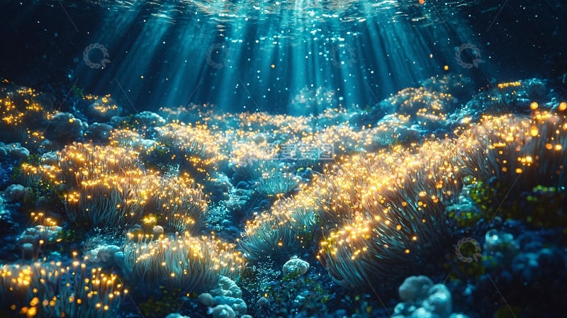 高清大图下载【趣麦麦图】海底光线珊瑚礁