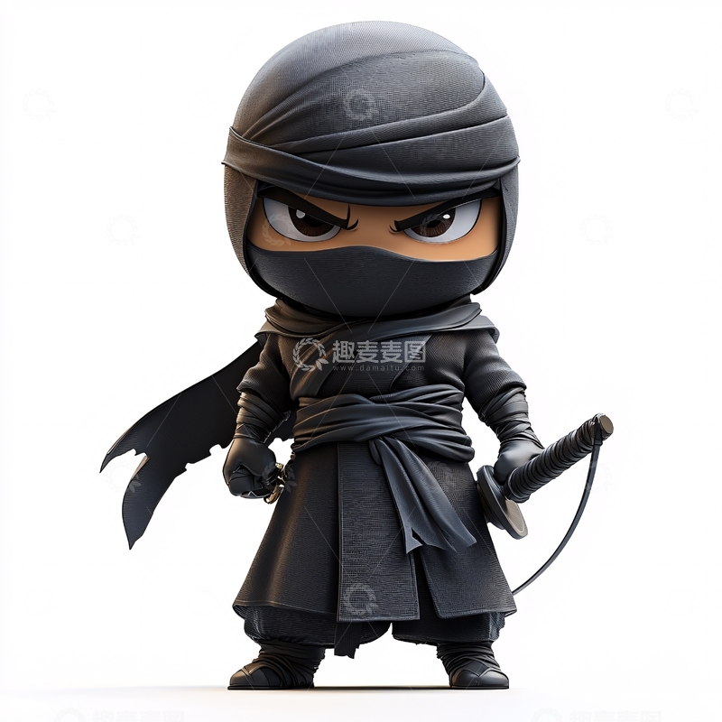 高清大图下载【趣麦麦图】暗黑系Q版忍者