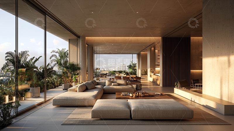 高清大图下载【趣麦麦图】现代简约风格奢华公寓客厅
