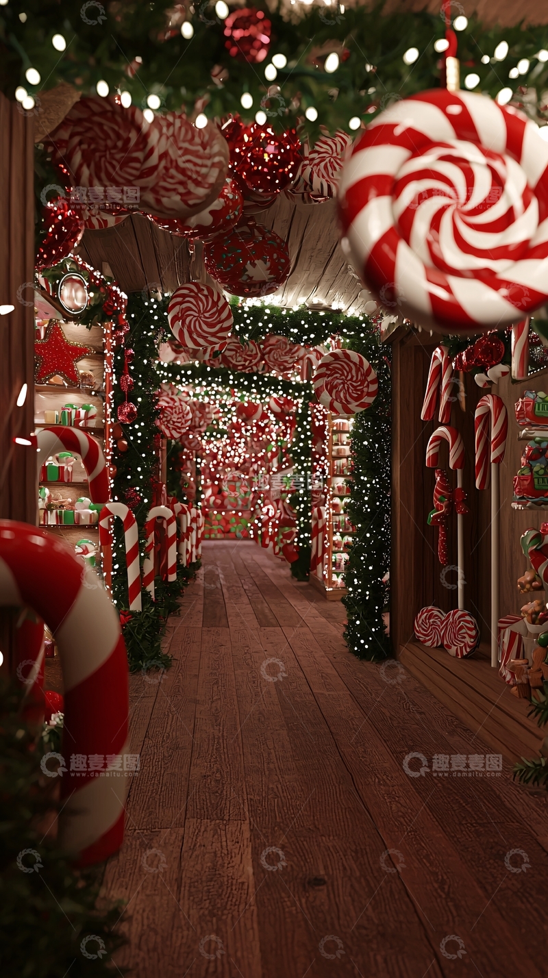 高清大图下载【趣麦麦图】圣诞糖果屋走廊