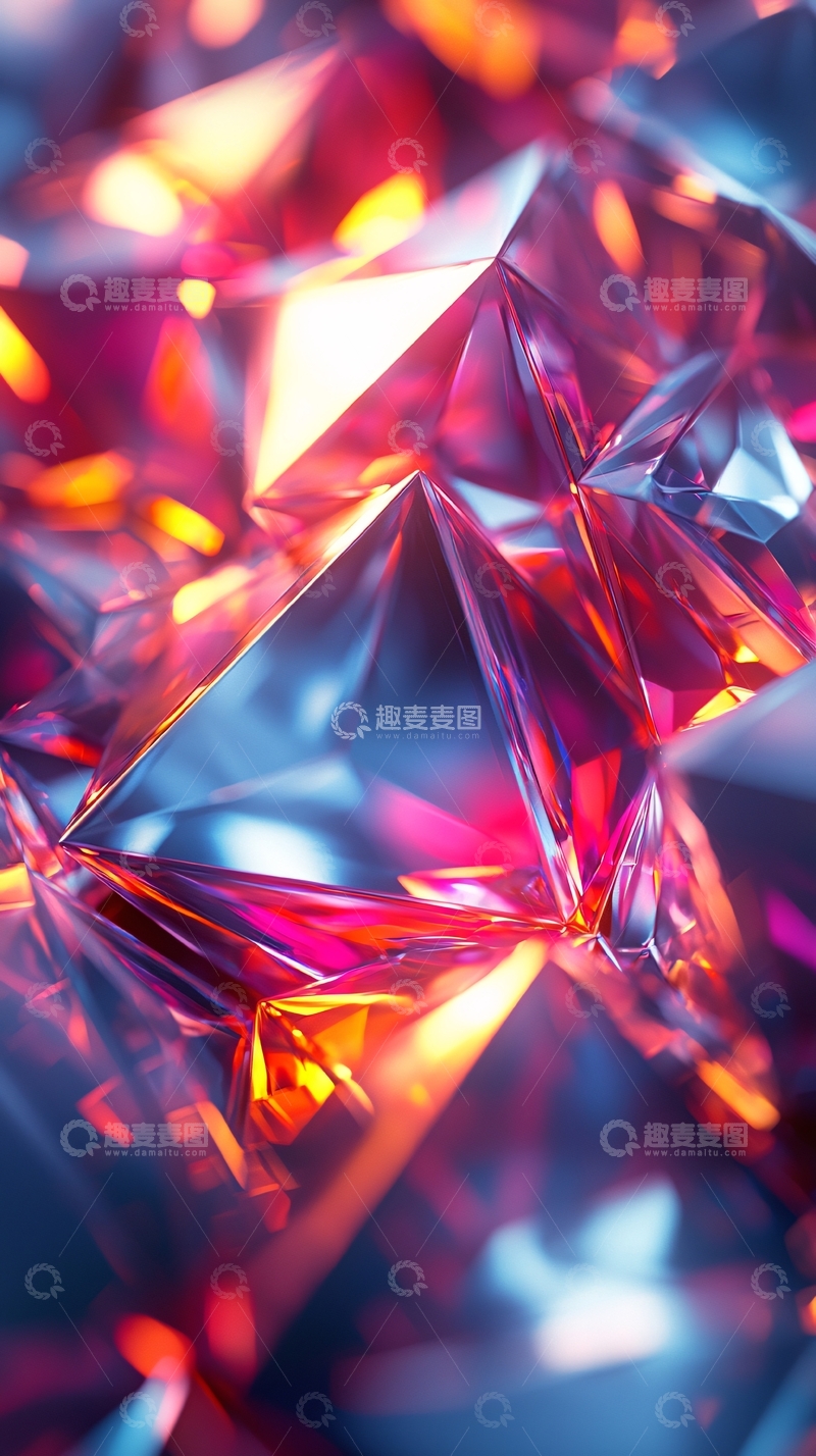 高清大图下载【趣麦麦图】多面体宝石闪耀光芒