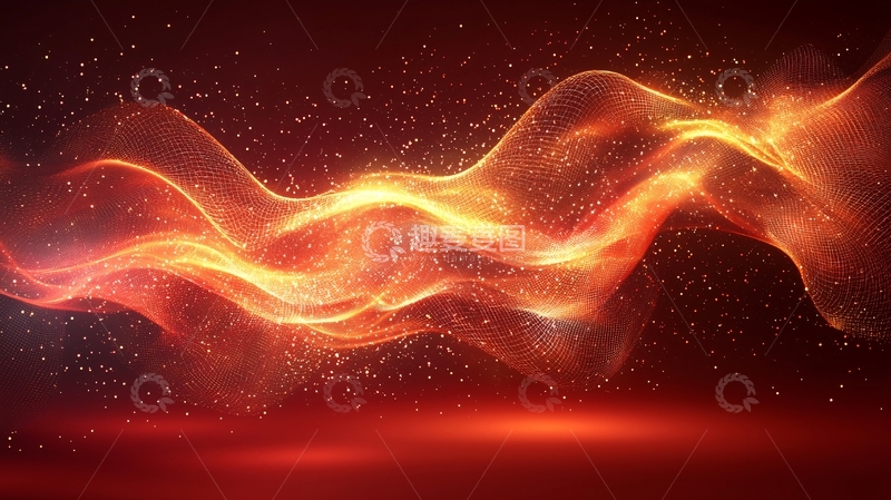 高清大图下载【趣麦麦图】流光溢彩的红色能量波浪