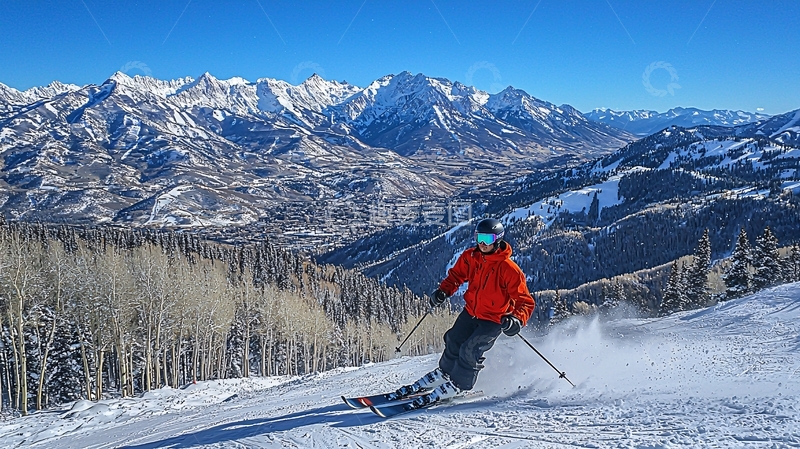 高清大图下载【趣麦麦图】雪山滑雪