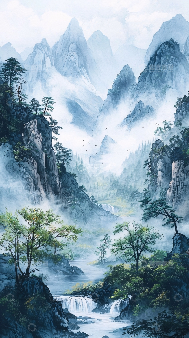 高清大图下载【趣麦麦图】水墨山水画204