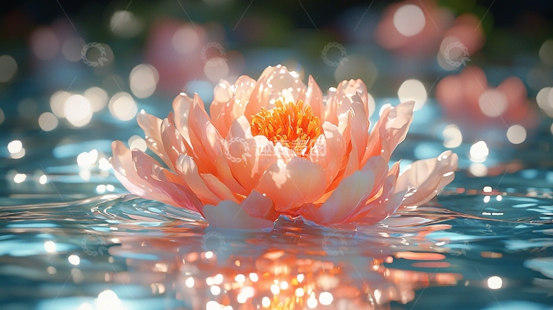 高清大图下载【趣麦麦图】水中粉色莲花