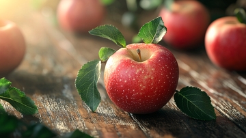 红苹果木质背景