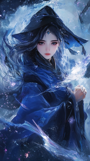 冰雪蓝衣古风女子