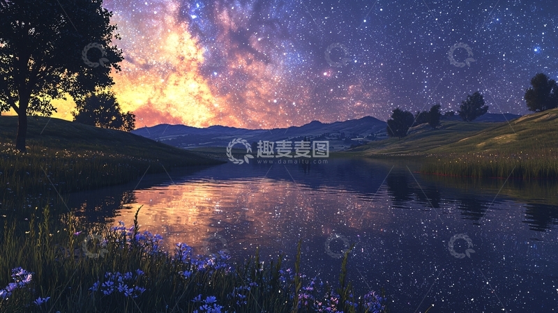 高清大图下载【趣麦麦图】星空倒影